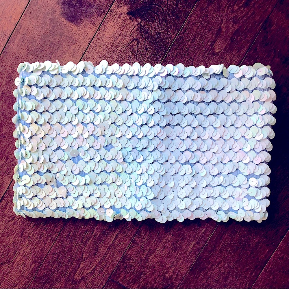 Y2K Cheryl Creations Blue Iridescent Sequin Strapless Crop Tube Top Festival